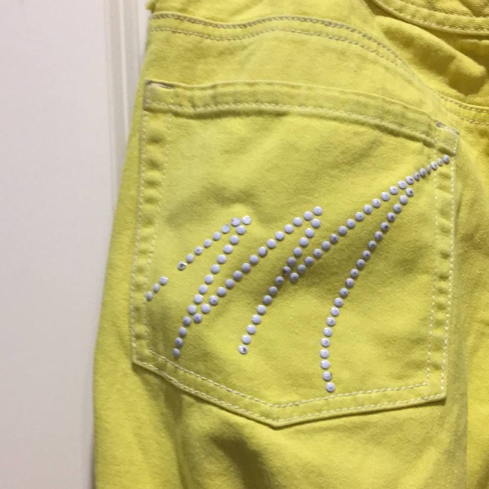 Michael Kors womans straight leg embellished pants Bling Pockets size 12 yellow